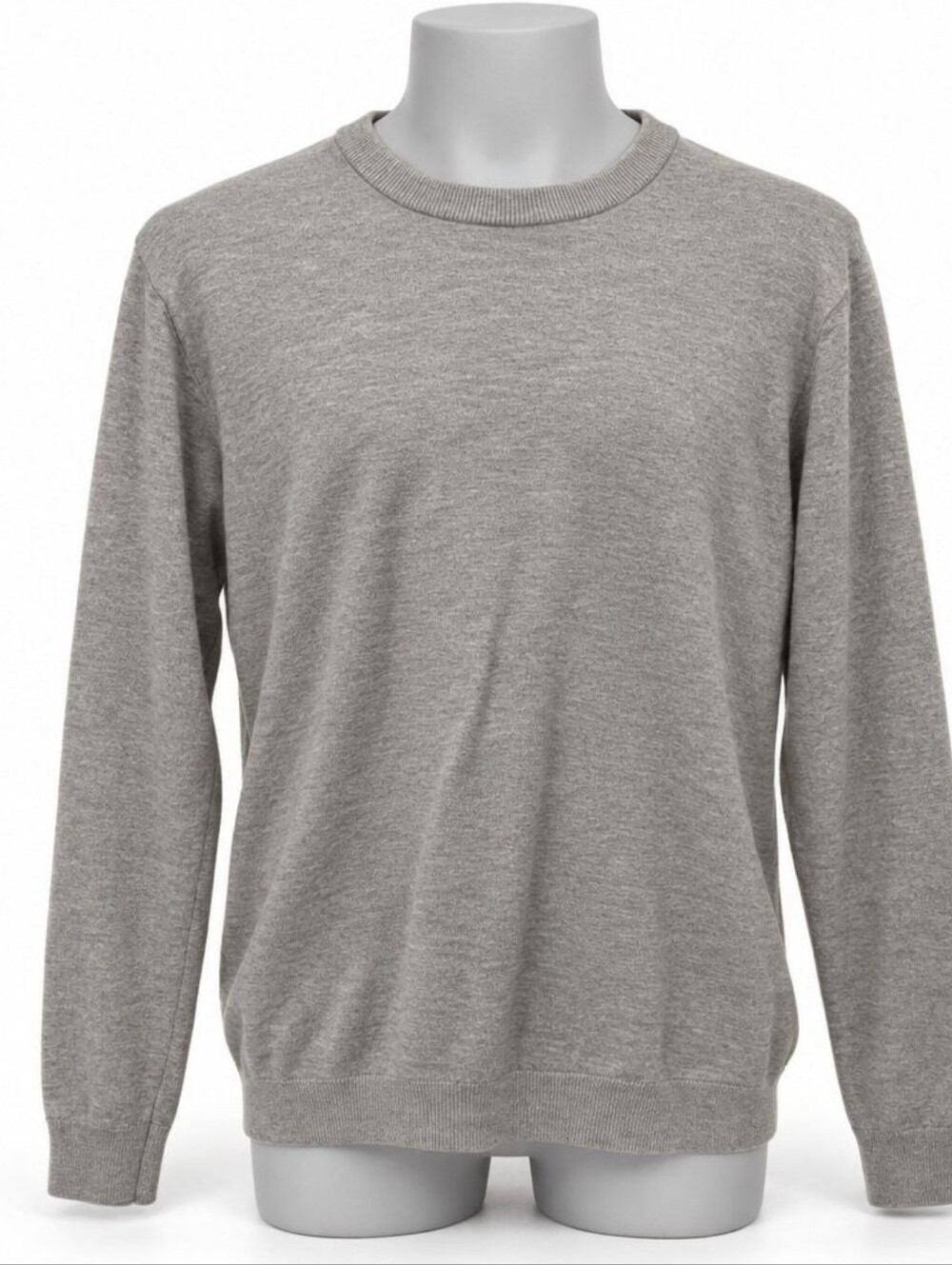 Primark Men's Gray Solid Knit Crew Neck Pullover Sweater Long Sleeve XL